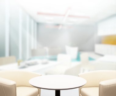 Bulanıklık arka planda Office ahşap masa