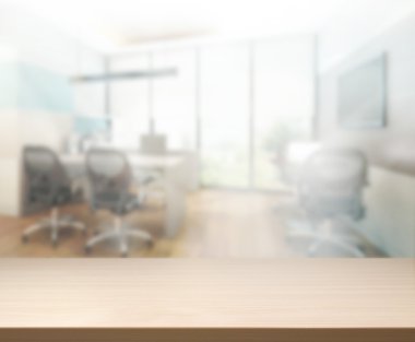 Bulanıklık arka planda Office ahşap masa