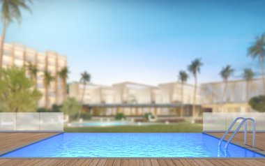 Yüzme Havuzu ve Teras dış arka plan bulanıklık