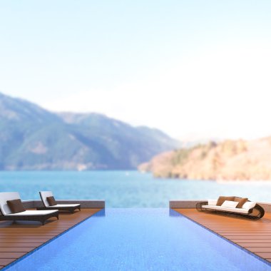 Yüzme Havuzu ve Teras, doğa arka plan bulanıklık