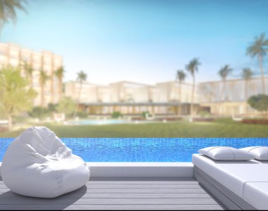 Yüzme Havuzu ve Teras dış arka plan bulanıklık