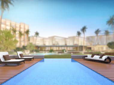 Yüzme Havuzu ve Teras dış arka plan bulanıklık