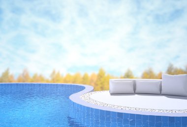 Yüzme Havuzu ve Teras, doğa arka plan bulanıklık