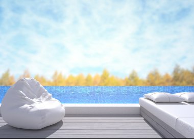 Yüzme Havuzu ve Teras, doğa arka plan bulanıklık