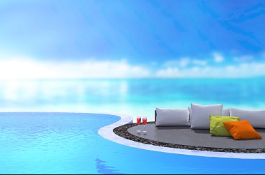 Yüzme Havuzu ve Teras, doğa arka plan bulanıklık