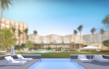 Yüzme Havuzu ve Teras dış arka plan bulanıklık