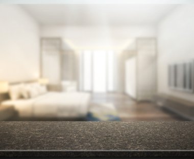 Masa üstü ve bulanıklık arka planda yatak odası