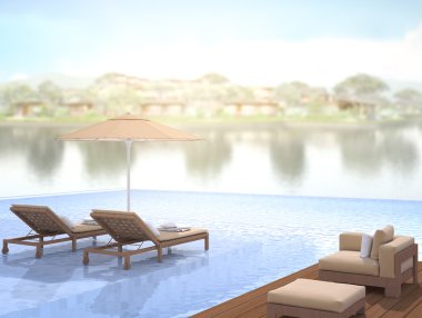 Yüzme Havuzu ve Teras dış arka plan bulanıklık