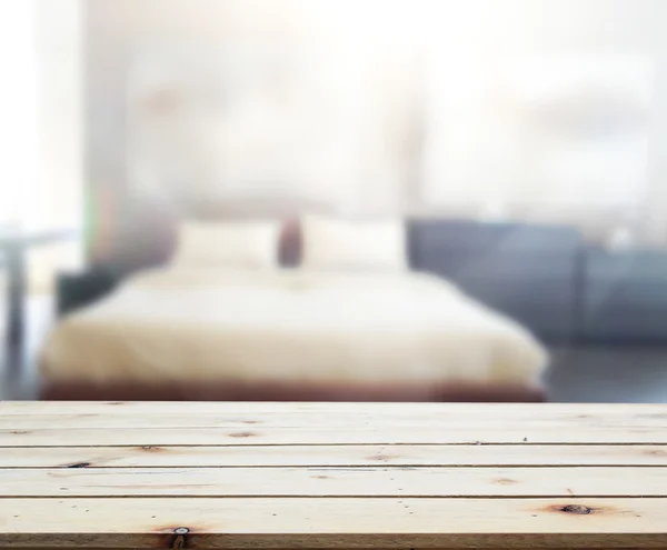 Table Top And Blur Background In Bedroom — Stock Photo, Image