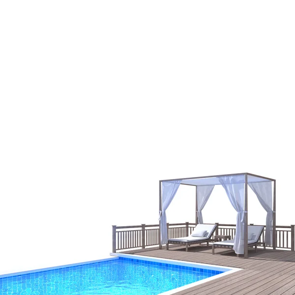 Piscine et terrasse de flou arrière-plan extérieur — Photo