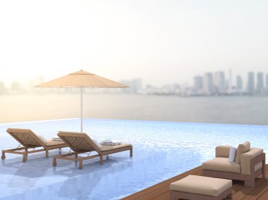 Yüzme Havuzu ve Teras dış arka plan bulanıklık