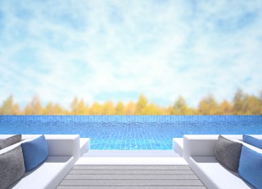 Yüzme Havuzu ve Teras, doğa arka plan bulanıklık