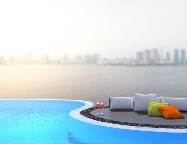 Yüzme Havuzu ve Teras dış arka plan bulanıklık