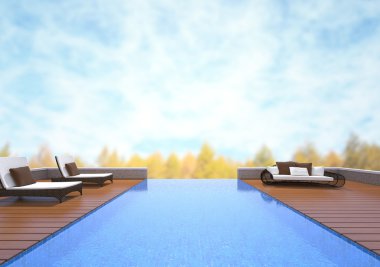 Yüzme Havuzu ve Teras, doğa arka plan bulanıklık