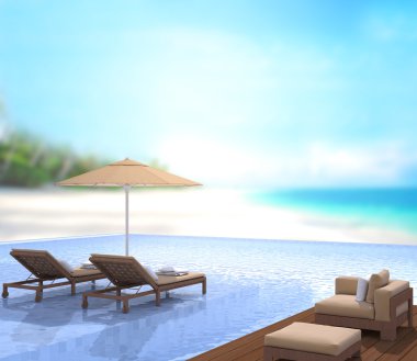 Yüzme Havuzu ve Teras, doğa arka plan bulanıklık