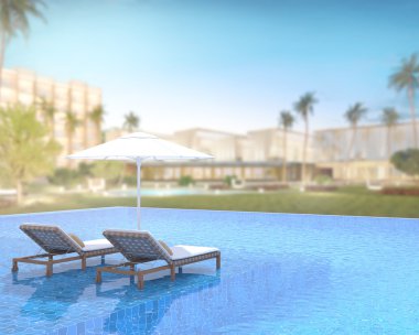 Yüzme Havuzu ve Teras dış arka plan bulanıklık