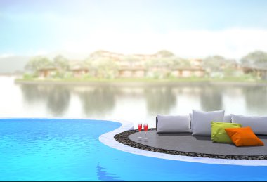 Yüzme Havuzu ve Teras dış arka plan bulanıklık