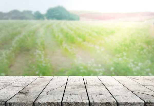 Tischplatte und Unschärfe des Hintergrundes — Stockfoto