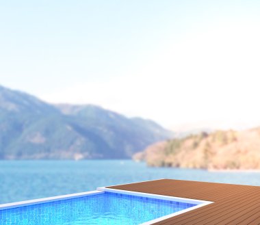 Yüzme Havuzu ve Teras, doğa arka plan bulanıklık