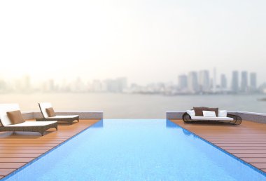 Yüzme Havuzu ve Teras dış arka plan bulanıklık