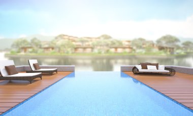 Yüzme Havuzu ve Teras dış arka plan bulanıklık