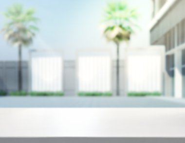 Top masa ve bina, arka plan bulanıklık