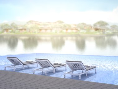 Yüzme Havuzu ve Teras dış arka plan bulanıklık