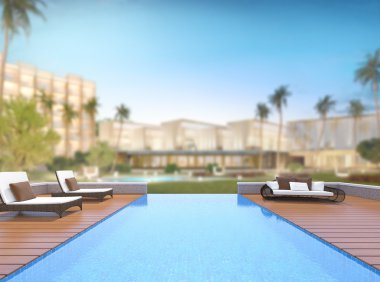 Yüzme Havuzu ve Teras dış arka plan bulanıklık