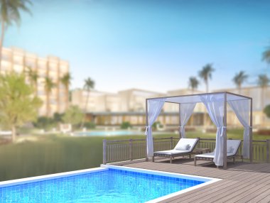 Yüzme Havuzu ve Teras dış arka plan bulanıklık