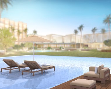 Yüzme Havuzu ve Teras dış arka plan bulanıklık
