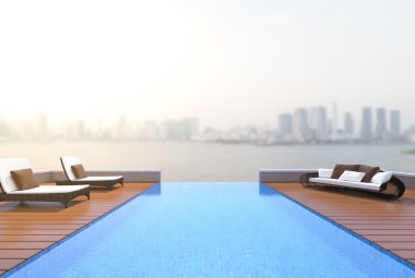 Yüzme Havuzu ve Teras dış arka plan bulanıklık