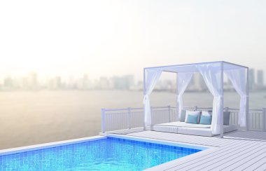 Yüzme Havuzu ve Teras dış arka plan bulanıklık