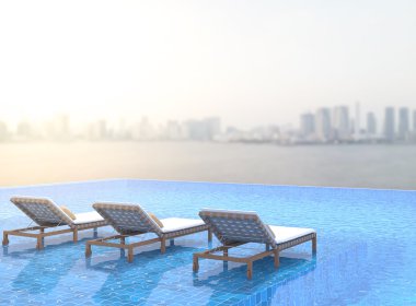 Yüzme Havuzu ve Teras dış arka plan bulanıklık