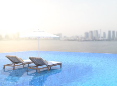 Yüzme Havuzu ve Teras dış arka plan bulanıklık