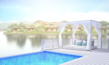 Yüzme Havuzu ve Teras dış arka plan bulanıklık