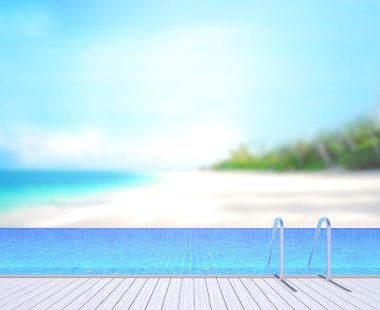 Yüzme Havuzu ve Teras, doğa arka plan bulanıklık