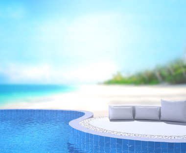 Yüzme Havuzu ve Teras, doğa arka plan bulanıklık