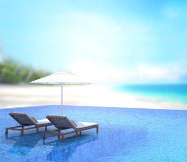 Yüzme Havuzu ve Teras, doğa arka plan bulanıklık