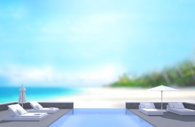 Yüzme Havuzu ve Teras, doğa arka plan bulanıklık