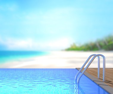 Yüzme Havuzu ve Teras, doğa arka plan bulanıklık