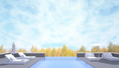 Yüzme Havuzu ve Teras, doğa arka plan bulanıklık