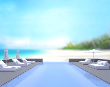 Yüzme Havuzu ve Teras, doğa arka plan bulanıklık