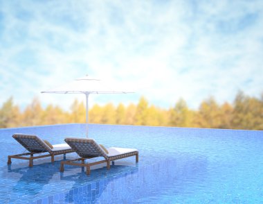 Yüzme Havuzu ve Teras, doğa arka plan bulanıklık