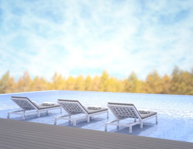 Yüzme Havuzu ve Teras, doğa arka plan bulanıklık