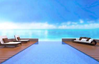 Yüzme Havuzu ve Teras, doğa arka plan bulanıklık