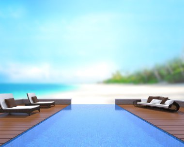 Yüzme Havuzu ve Teras, doğa arka plan bulanıklık