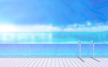 Yüzme Havuzu ve Teras, doğa arka plan bulanıklık