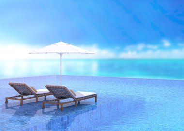 Yüzme Havuzu ve Teras, doğa arka plan bulanıklık