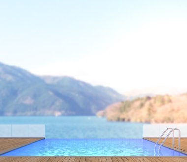 Yüzme Havuzu ve Teras, doğa arka plan bulanıklık