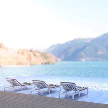 Yüzme Havuzu ve Teras, doğa arka plan bulanıklık